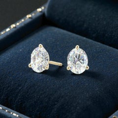 GIA Certified 1.00 Carats F/VS1 Round Diamonds Martini Stud Earrings in 14K Gold