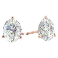 GIA Certified 1.00 Carats F/VS1 Round Diamonds Martini Stud Earrings in 14K Gold