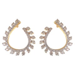 0.80 Carats F/VS1 Round Brilliant Diamonds Pavé Stud Earrings in 14K Yellow Gold