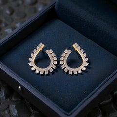 0.80 Carats F/VS1 Round Brilliant Diamonds Pavé Stud Earrings in 14K Yellow Gold