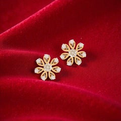 0.72 Carats F/VS1 Round Brilliant Diamonds Stud Earrings in Fine 14K Yellow Gold