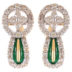 0.90 Carats F/VS1 Round Brilliant Diamonds Pavé Stud Earrings in 14K Yellow Gold
