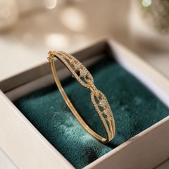 0.84 Carats F/VS1 Round Brilliant Diamonds Pavé Bracelet in 14K Rose Gold