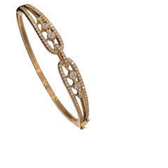 0.84 Carats F/VS1 Round Brilliant Diamonds Pavé Bracelet in 14K Rose Gold