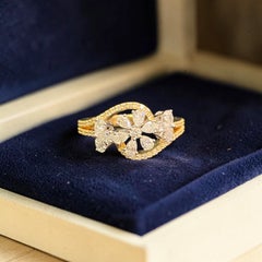 1.10 Carats F/VS1 Pear & Round Multi-Shape Diamonds Wedding Ring in 14K Gold