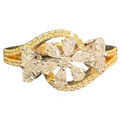1.10 Carats F/VS1 Pear & Round Multi-Shape Diamonds Wedding Ring in 14K Gold