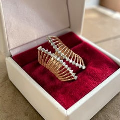 0.92 Carats F/VS1 Round Brilliant Diamonds Statement Ring in Fine 14K Rose Gold