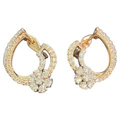 Pave 1.36 Cts Round Brilliant F/VS1 Diamonds Clip-On Hoop Earrings In 14K Gold