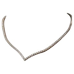 Pave 5.10 Cts Round Brilliant F/VS1 Diamonds Eternity Tennis Necklace 14K Gold