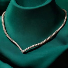 Pave 5.10 Cts Round Brilliant F/VS1 Diamonds Eternity Tennis Necklace 14K Gold