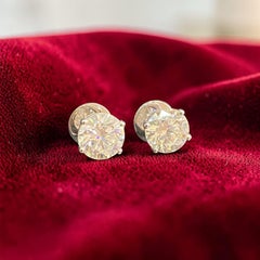 GIA Certified 4 Cts Round Brilliant D/VS1 Diamonds Stud Earrings 18K White Gold