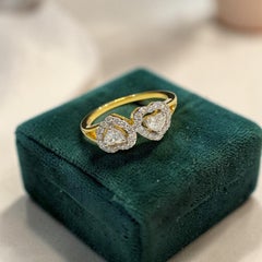 Anello "Toi et Moi" in oro 18 carati con diamanti certificati GIA da 0,95 carati, forma "heart round", purezza F e qualità VS1