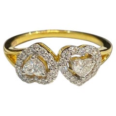 Anello "Toi et Moi" in oro 18 carati con diamanti certificati GIA da 0,95 carati, forma "heart round", purezza F e qualità VS1