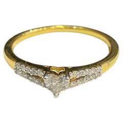 0.50 Cts GIA Certified Heart Round Shape F/VS1 Diamonds Engagement Ring 18K Gold