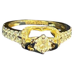Anello con fascia a pavé in oro 14K con diamanti rotondi brillante da 1,10 carati, certificati GIA, F/VS1