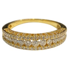 Pave 1.18 Cts Round Brilliant F/VS1 Diamonds Channel Set Band Ring In 14K Gold