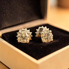 0.50 Cts GIA Certified D/VVS1 Round Brilliant Diamonds Stud Earrings in 18K Gold