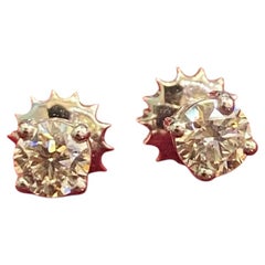 0.50 Cts GIA Certified D/VVS1 Round Brilliant Diamonds Stud Earrings in 18K Gold