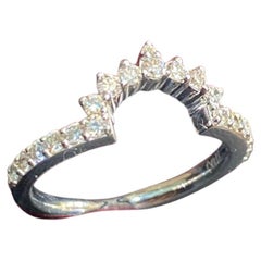 Pave 0.48 Cts Round Brilliant F/VS1 Diamonds Stacking Band Ring 14K White Gold