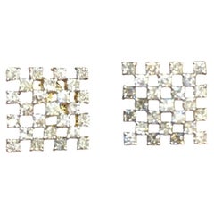 Orecchini a bottone con pavé di diamanti taglio brillante rotondo da 0,80 carati, F/VS1, in oro giallo 14K