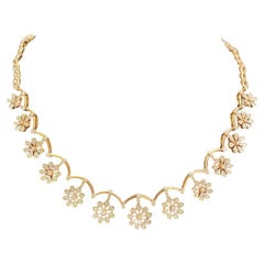 Dazzling 1.33 Cts Round Brilliant F/VS1 Diamonds Tennis Necklace 14K Rose Gold