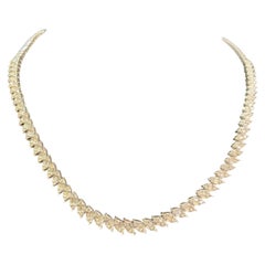 Stunning 3.77 Cts Round Baguette F/VS1 Diamonds Tennis Necklace 14K White Gold