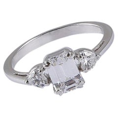1 Cts GIA Certified Emerald Heart Shape F/VS1 Diamonds Three-Stone Ring 14K Gold