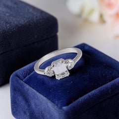1 Cts GIA Certified Emerald Heart Shape F/VS1 Diamonds Three-Stone Ring 14K Gold
