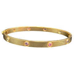 Stunning 1.60 Cts Natural Multi-Stone Rainbow Bracelet In 18K Yellow Gold Unisex