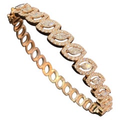 Pavé 2.30 Cts Marquise Round F/VS1 Diamonds Halo Statement Bracelet In 14K Gold
