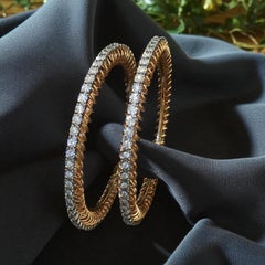 Stunning 3.80 Cts Round Brilliant Cut Diamonds Eternity Bangles In 14K Rose Gold