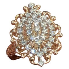 Classy 0.85 Cts F/VS1 Round Brilliant Natural Diamonds Anniversary Ring 14K Gold
