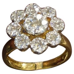 1.20 Carats Round Cut F/VS1 Diamonds Floral Engagement Ring In 14K Yellow Gold