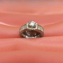 1.60 Cts F/VS1 Round Princess Shape GIA Certified Diamonds Wedding Ring 14K Gold