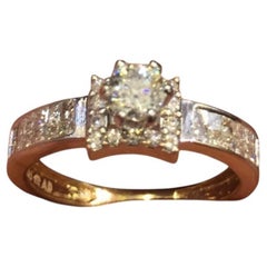 Pave 1.30 Cts F/VS1 Round Princess GIA Certified Diamonds Wedding Ring 14K Gold