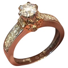 Pave 1.10 Cts F/VS1 Round Brilliant GIA Certified Diamonds Wedding Ring 14K Gold