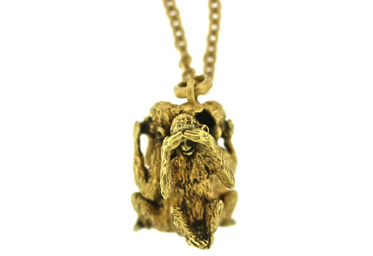 Buccellati See No Evil Gold Monkey Necklace