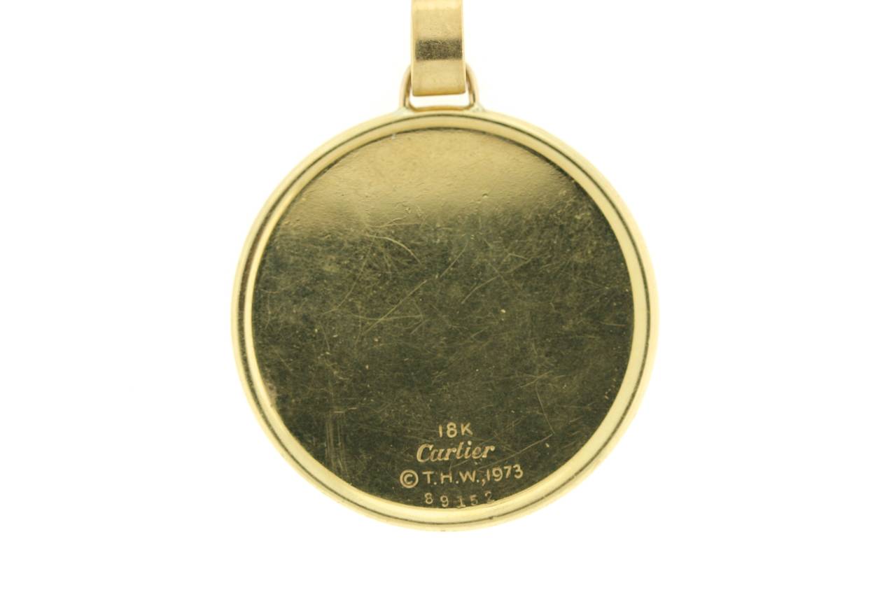 Cartier Gold Astrological Pendant In Excellent Condition For Sale In New York, NY