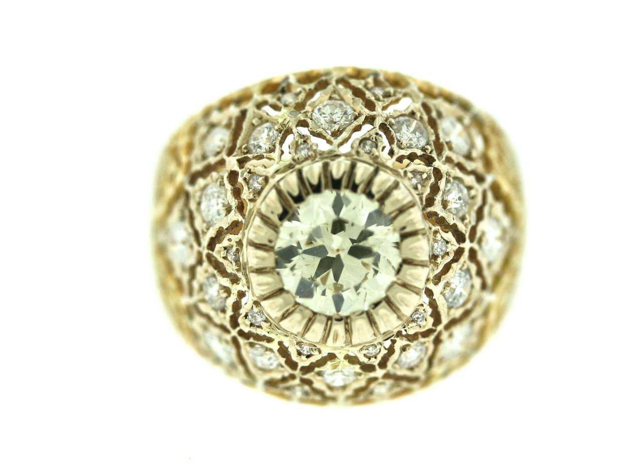 Buccellati Diamond Gold Dome Ring In Excellent Condition In New York, NY