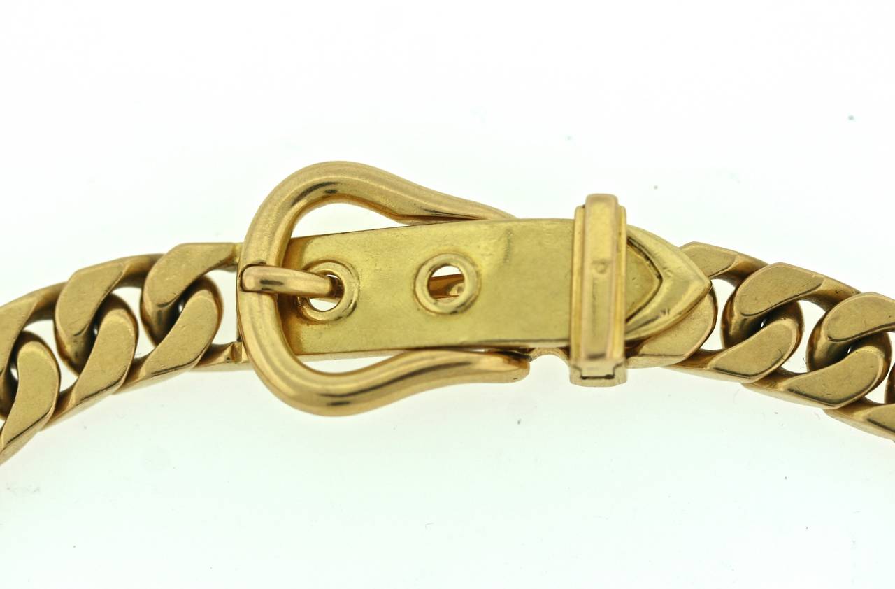 Hermes Gold Buckle Curb Link Necklace