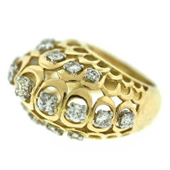 Cartier Paris Diamond Gold Dome Ring