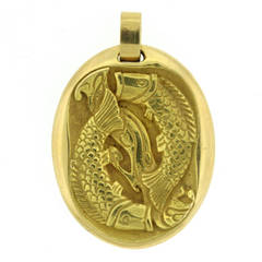 Vintage Cartier Paris Pisces Zodiac Gold Pendant