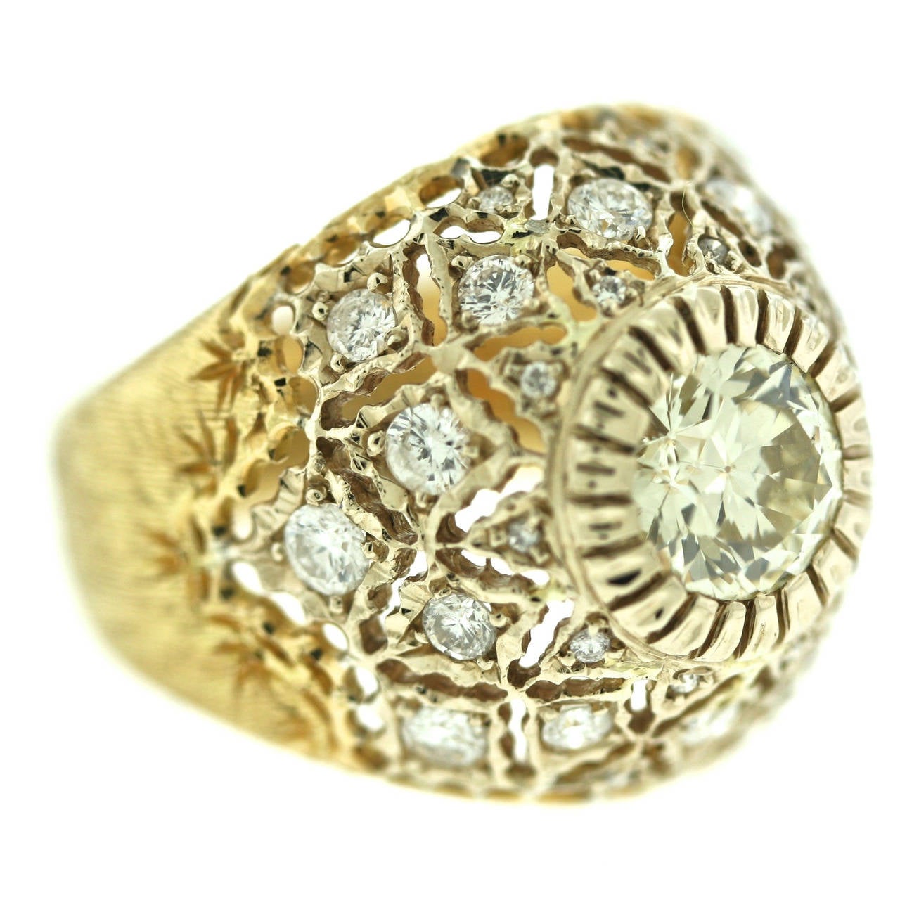 Buccellati Diamond Gold Dome Ring