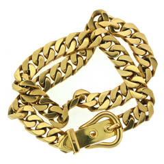 Vintage Hermes Gold Buckle Curb Link Necklace