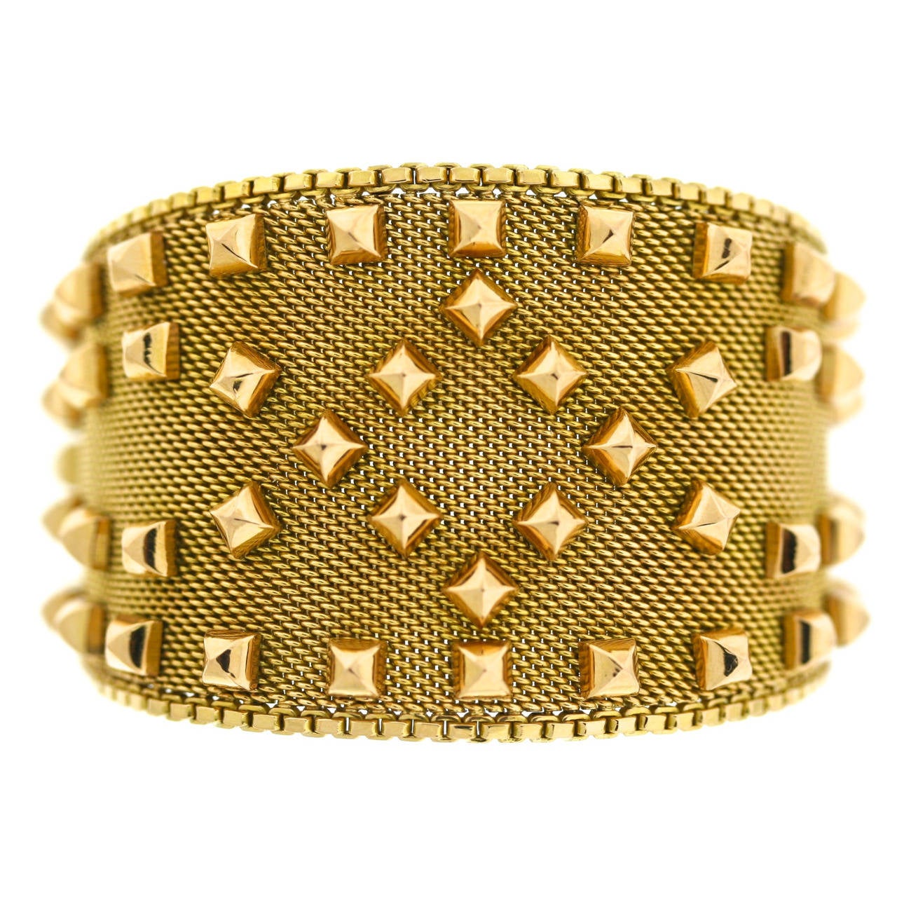 1970s Rene Kern Studded Gold Cuff