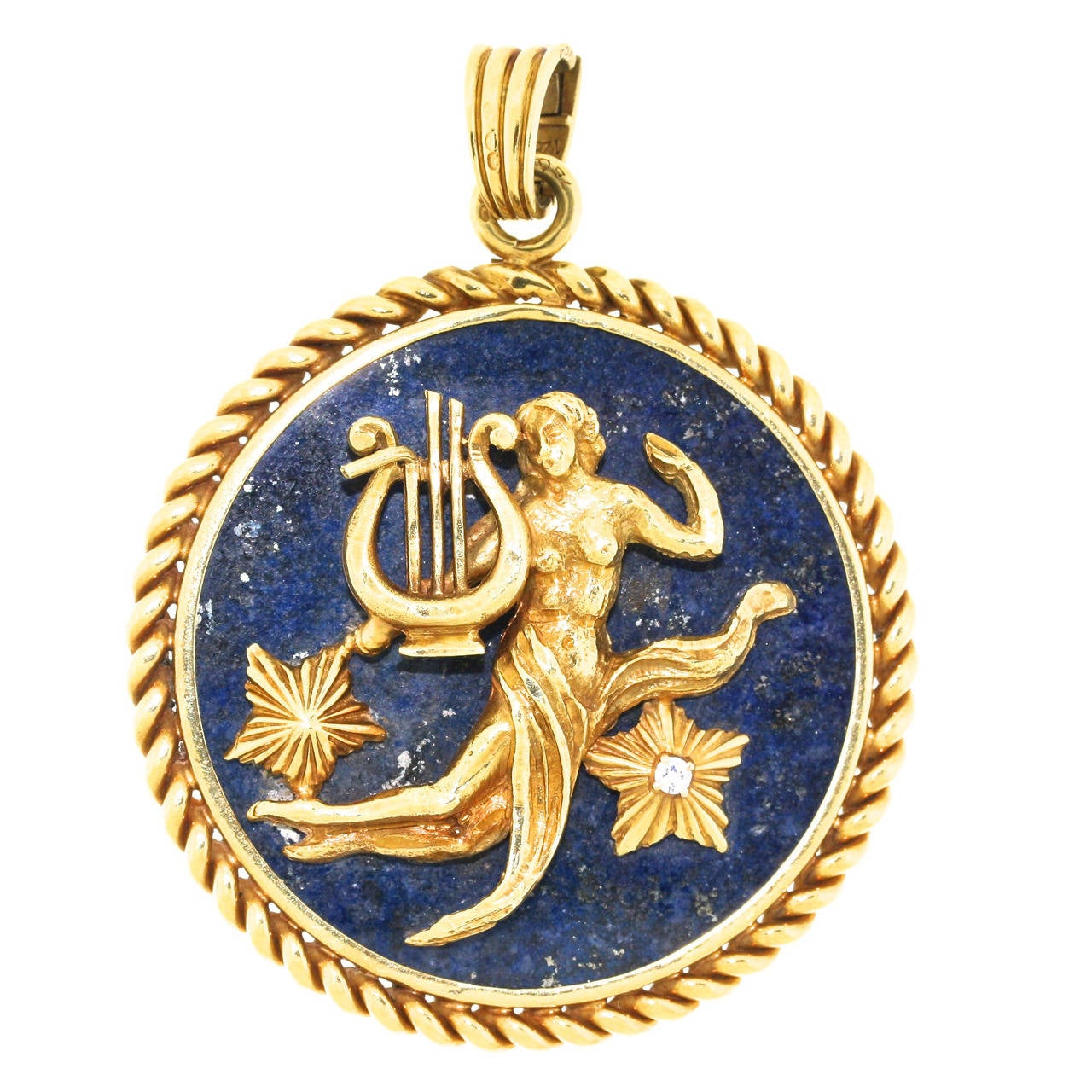 Van Cleef & Arpels Lapis Diamond Gold Virgo Zodiac Pendant