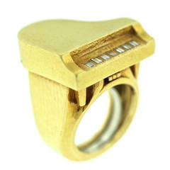 David Webb Diamond Gold Piano Ring