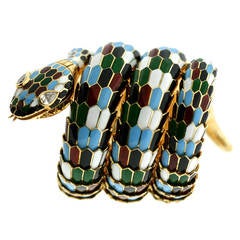 Bulgari Jaeger-LeCoultre Lady's Enamel  Gold Serpenti Bracelet