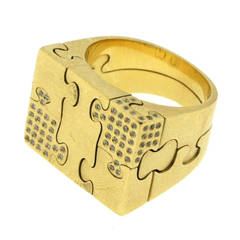 Vintage Miguel Berrocal Jigsaw Puzzle Gold Ring
