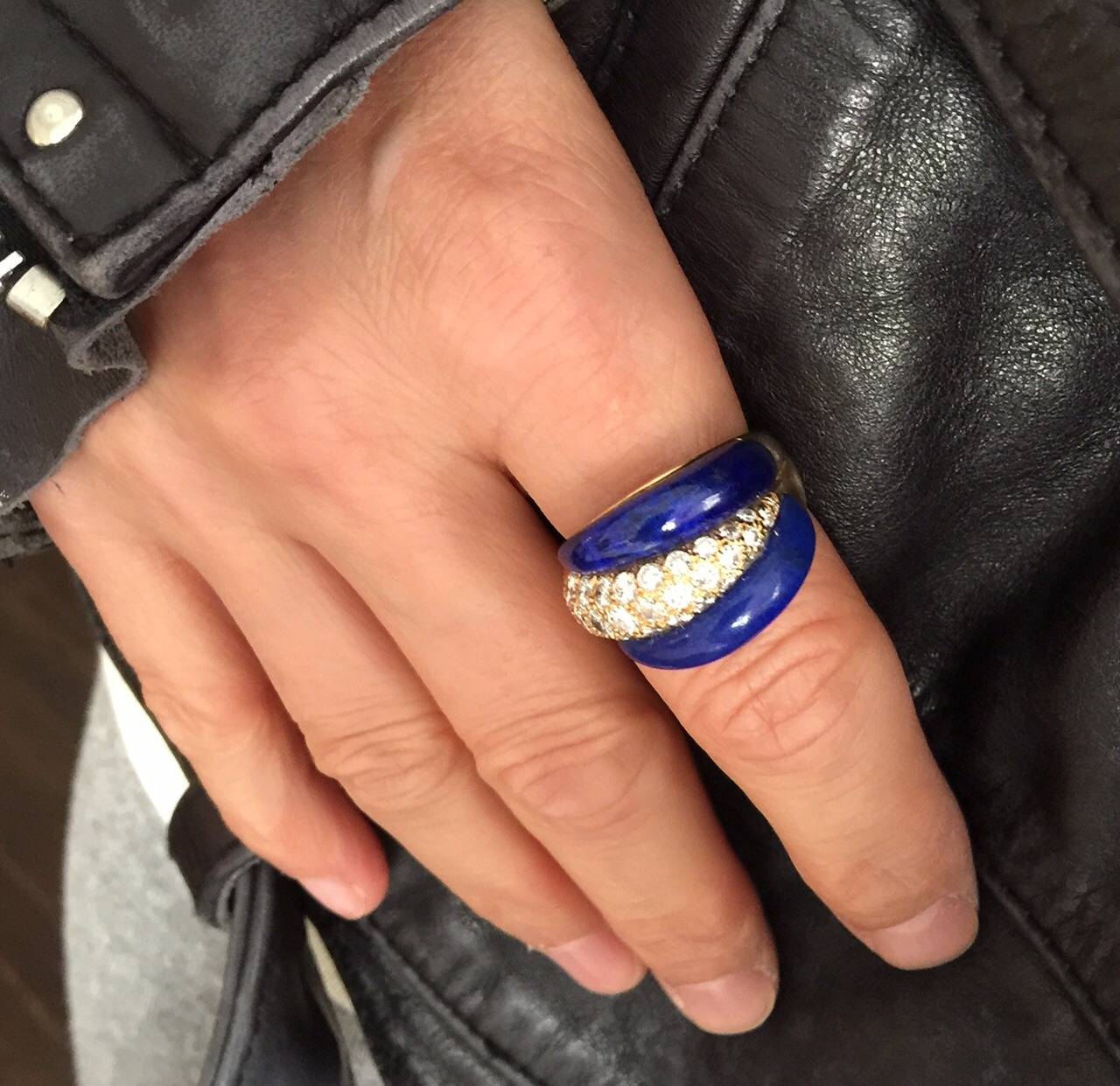 Women's Van Cleef & Arpels Paris Lapis Diamond Gold Ring